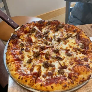 Pepperoni and sausage pizza