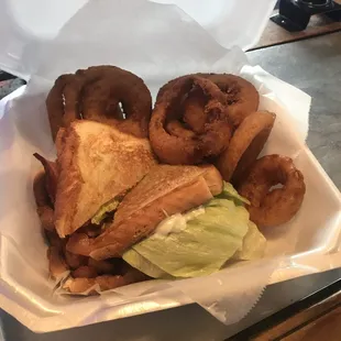 Had to get a BLT and onion rings to go!