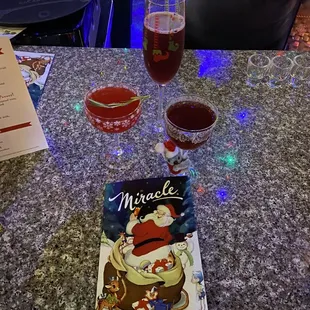 a drink and menu