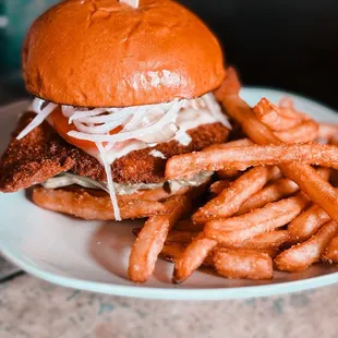House battered fried to perfection crispy chicken sandwich