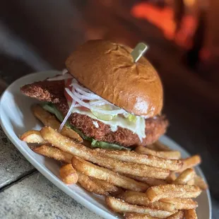 chicken sandwich and crispy fries, amazing