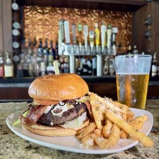 a burger and fries