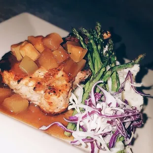 Carmel Apple Pork Chop With Garlic Mash Potatoes