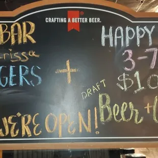 the menu for the restaurant