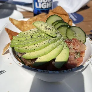 Poke tuna with wonton chips