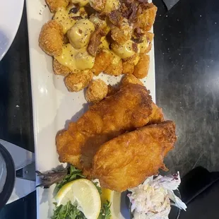 Fried Cod and loaded tots..... it was cooked to perfection
