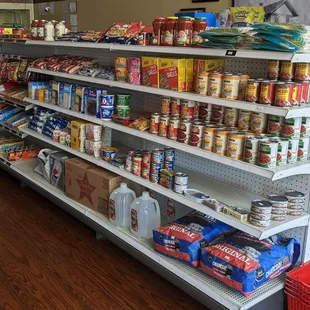 shelves of food