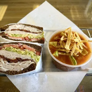 #4 Turkey &amp; Bacon on Squaw with Avocado Rice Chicken soup (I asked them to add the tortilla strips from the chicken tortilla soup)