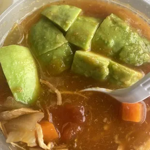 Chicken rice avocado. I said wtf, too, then I tried it and love it with pepper.