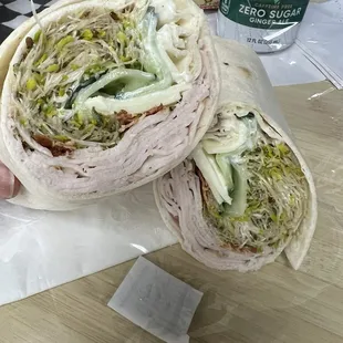 Quality fresh turkey. Good amount of of bacon, cheese and sprouts.