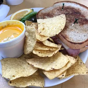 Ham n cheese with Day-Glo Queso.