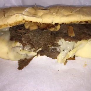 Steak cheese and mushroom sub! Overflowing goodness!
