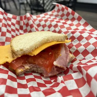 Kids half sandwich- ham and cheese with tomato (which were super fresh!)