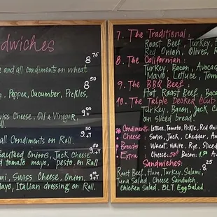 Sandwich menu June 2021