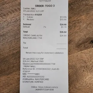 6-4-22 Receipt