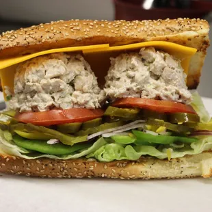 Chicken Salad with Cheddar on a Sesame &amp; Poppy Seed Roll