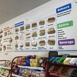 a variety of sandwiches on display