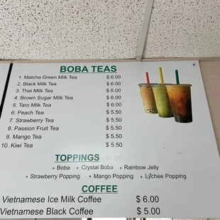 New boba teas menu APRIL 2024