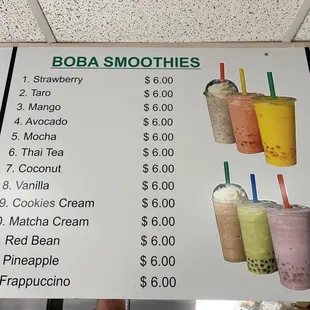 New smoothie menu APRIL 2024