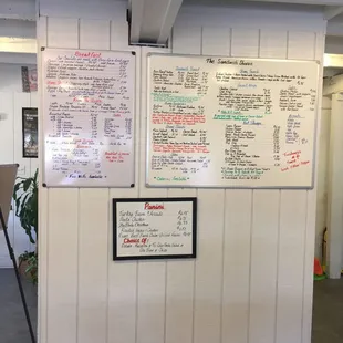 a menu on the wall