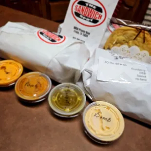 Our order and sauces!