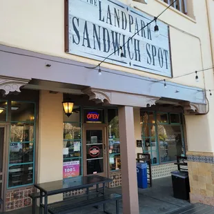 the entrance to the sandwich spot