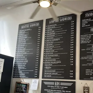 menus on the wall
