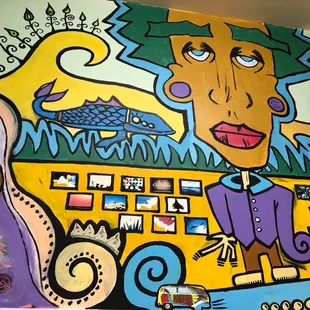 a mural of a man with a guitar