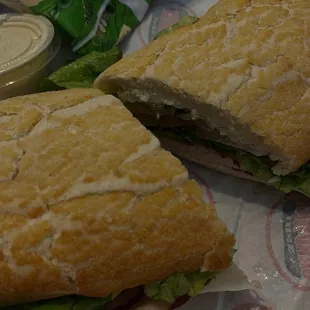 a sandwich cut in half