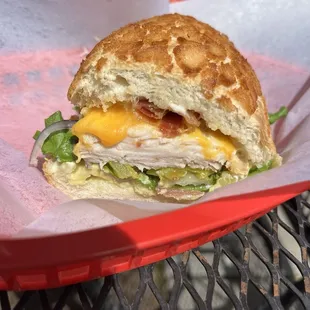 KJ 2. Mayor Kj's Slam Dunk Sandwich Hot turkey, bacon and avocado with cheddar