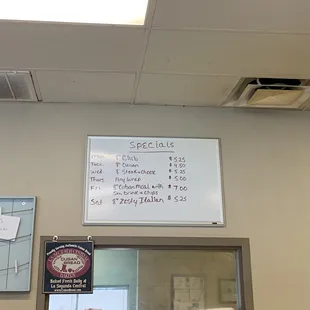&quot;Specials&quot; posted