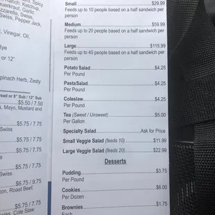 menu