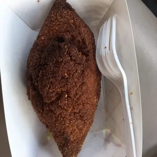 Grease still dripping from the side.