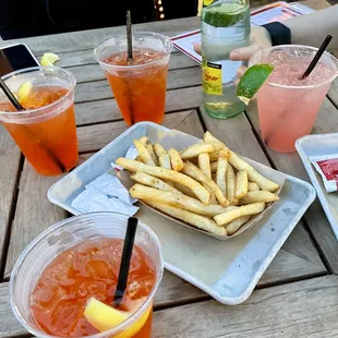 Aperol Spritzes, Dill Fries, Strawberry Siren