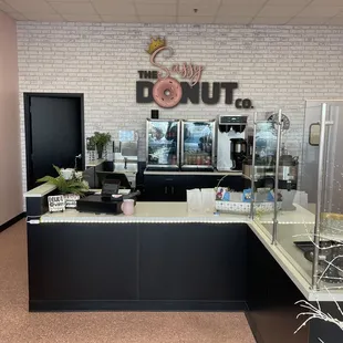 the inside of a donut shop