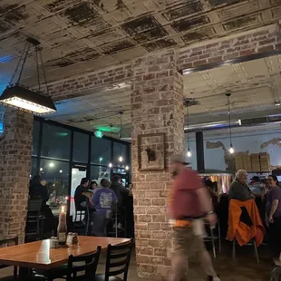 a group of people in a restaurant