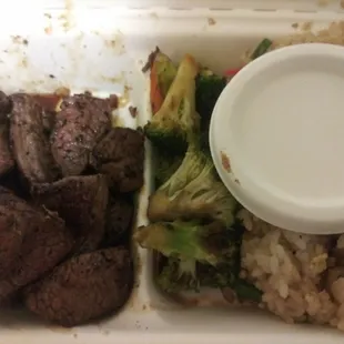 Wagyu 6oz hibachi $16.50, not cooked to specifications so a bit chewy, but great flavor. Ok hibachi rice, veggies were cold.