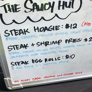 Menu on table