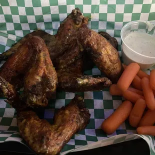 chicken wings and carrots