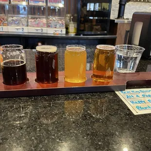 Flight of beer. Sample four different beers.