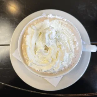 Latte with chocolate sauce and whipped cream--kind of like a gourmet hot chocolate