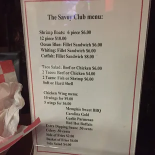 Food menu