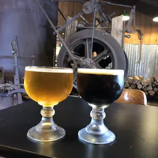 Mango IPA and the Brute.  Served in a chilled heavy thick glass. Perfect!