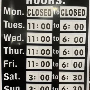 New business hours