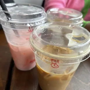 Two French Lattes and one Strawberry Mango Italian soda.