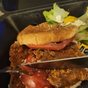 A very thing, dry pork tenderloin. I had to get a steak knife when I got home.