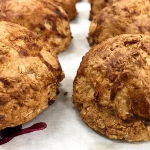 Yum! Our Tri-berry scone is bursting with strawberries, raspberries, &amp; blueberries!