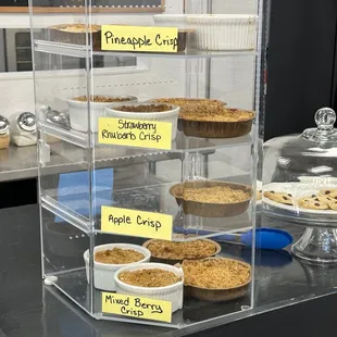 a display of desserts