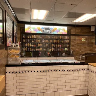 the inside of a doughnut shop