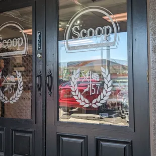 Front door, under a garage door.